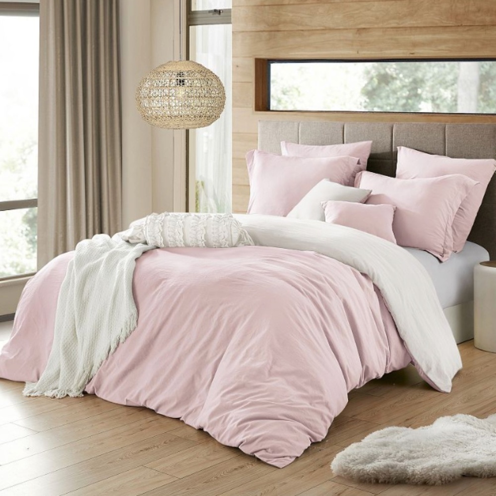 Swift Home Swift Home Modern Prewashed Crinkle Reversible Duvet Cover Set NWT
